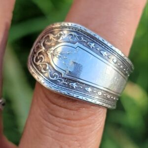 Solid, heavy 925 sterling silver spoon ring vintage handmade bohemian